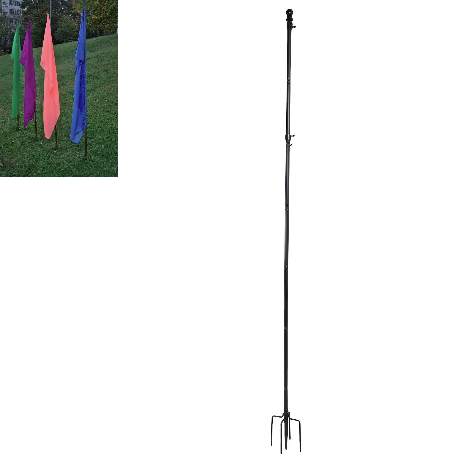 10 FT Ground Garden Flag Pole Thickened Stainless Steel Flagpole Outdoor Flag Pole Tool with 5 Prong Base for Yard Garden Zpaxo