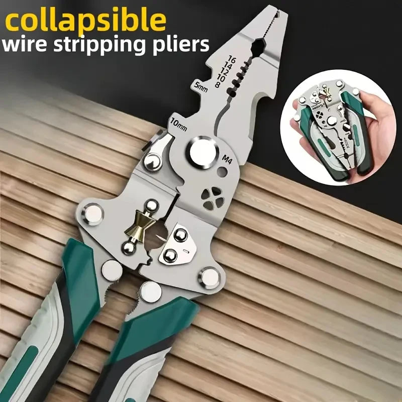 Multifunctional Collapsible Wire Stripping Pliers Cutting Winding