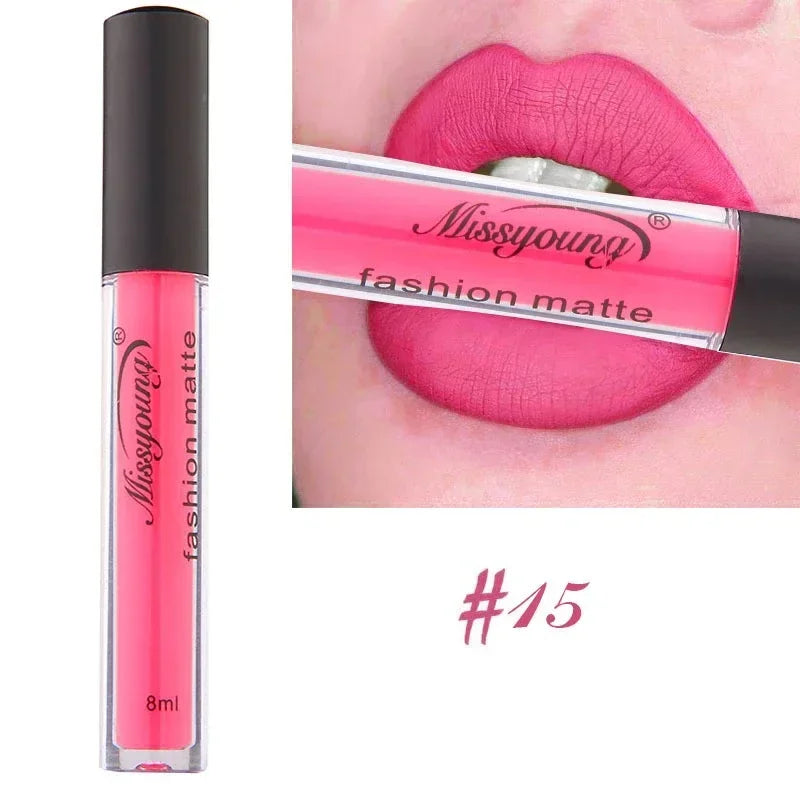 Makeup Lipstick Matte Brown Nude Chocolate Liquid Lip Gloss Batom Zpaxo 15