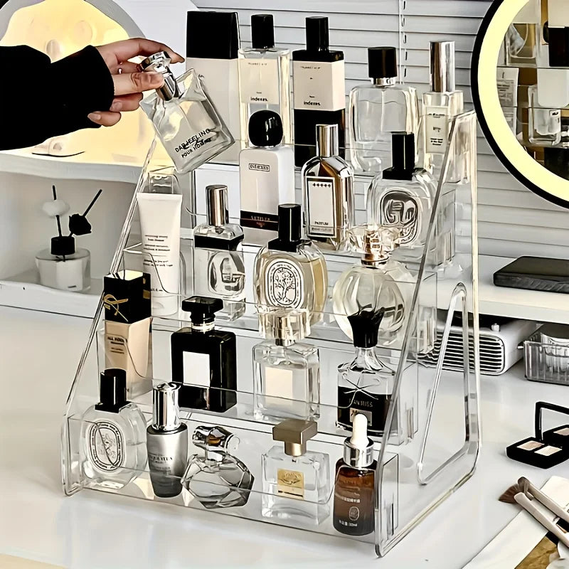 Elegant Acrylic Perfume Cosmetic Organizer Multi-layer Clear Display