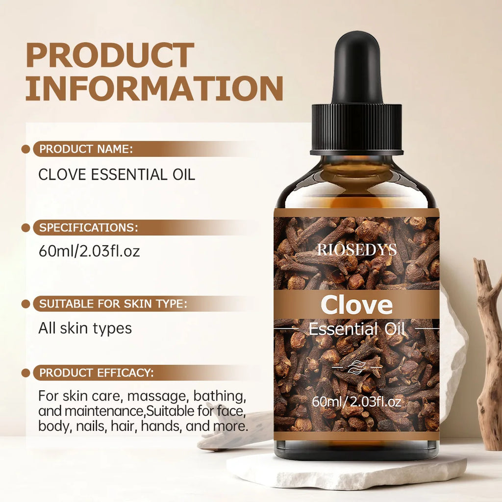 60ml CLOVE essential oil has deep nourishing moisturizing effects, making it suitable for massage, skin care, and hydration. Zpaxo