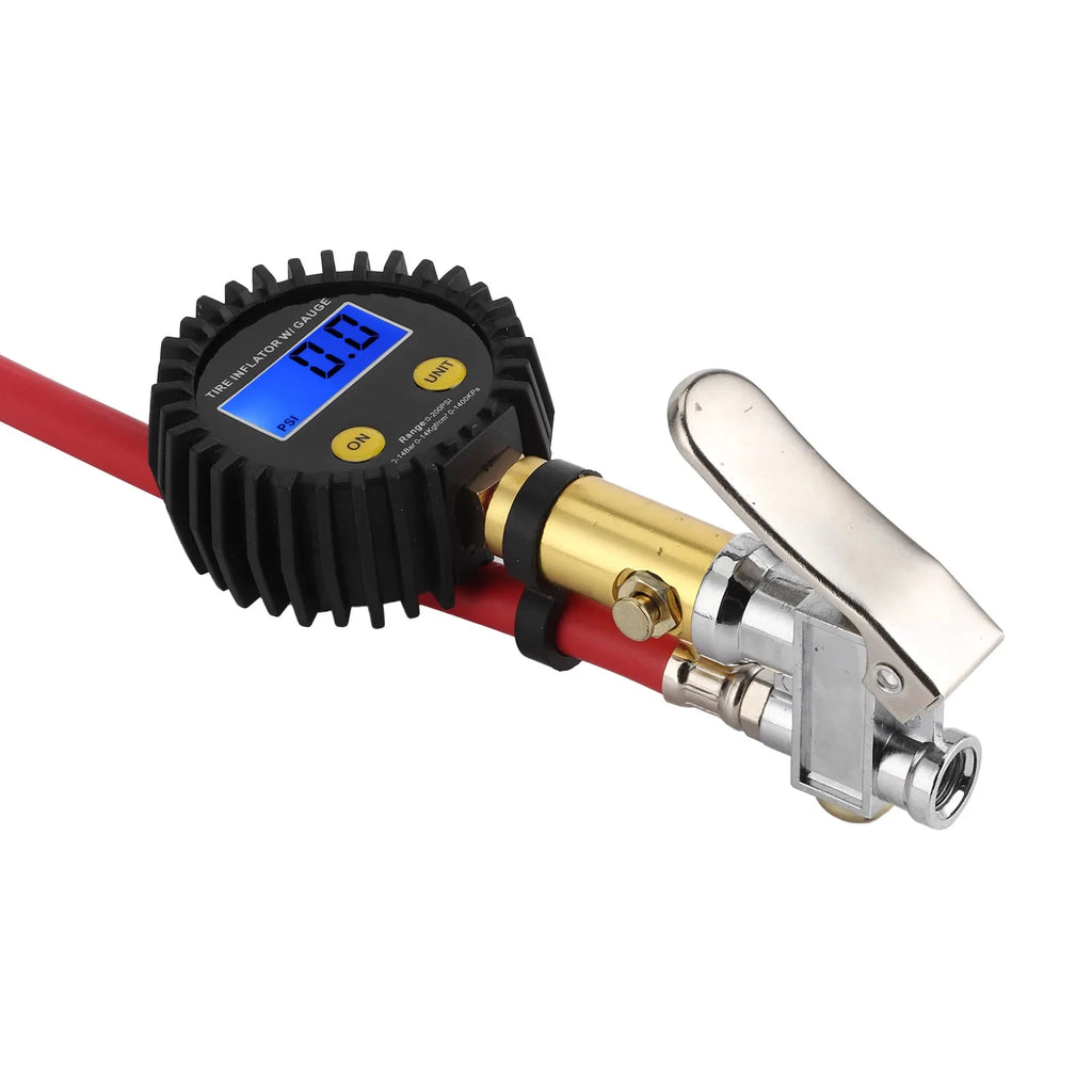 Tire Inflator Air Line Tyre Pump W Digital Pressure Gauge Tester