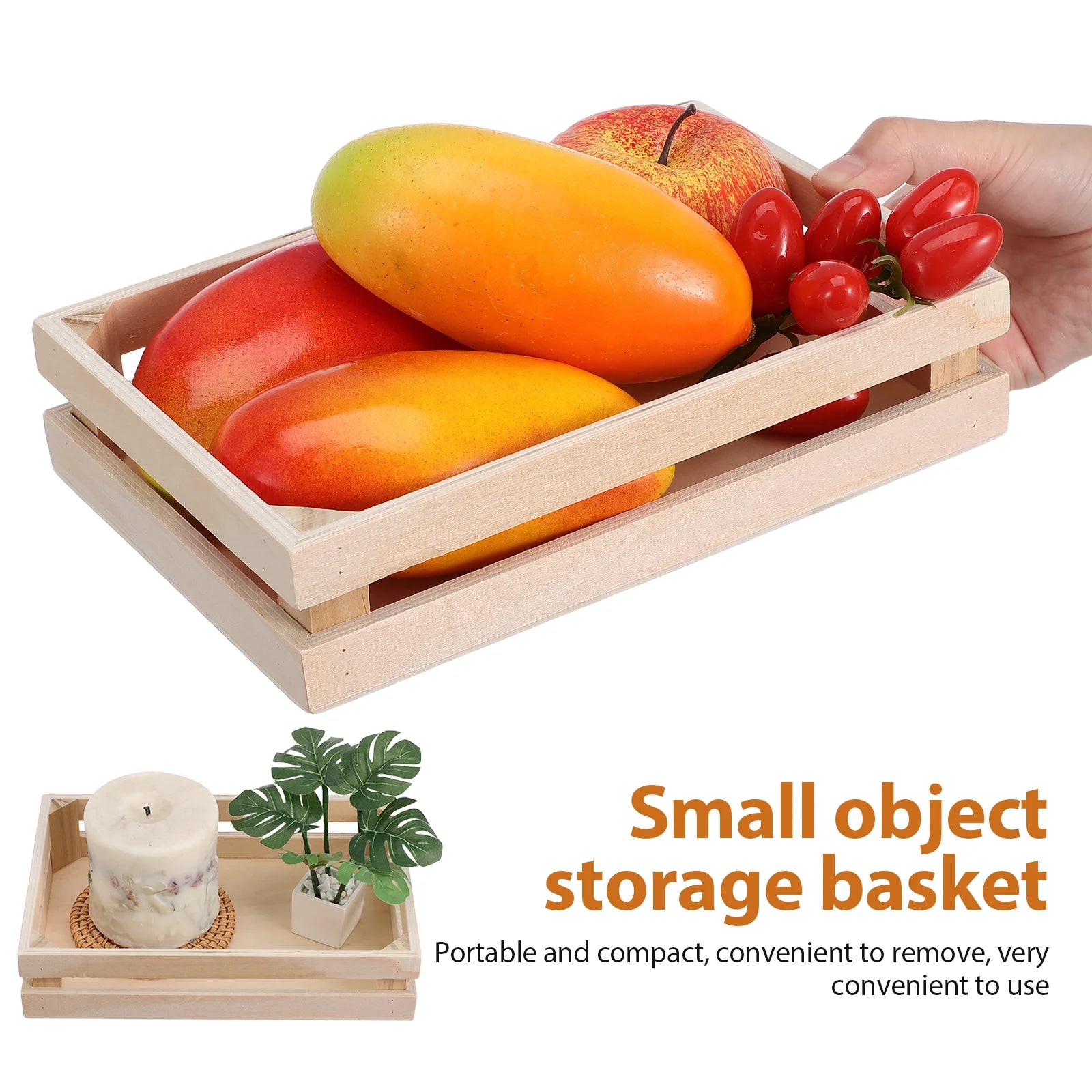 Small Storage Containers Basket Baskets Wooden Organizer Rectangle