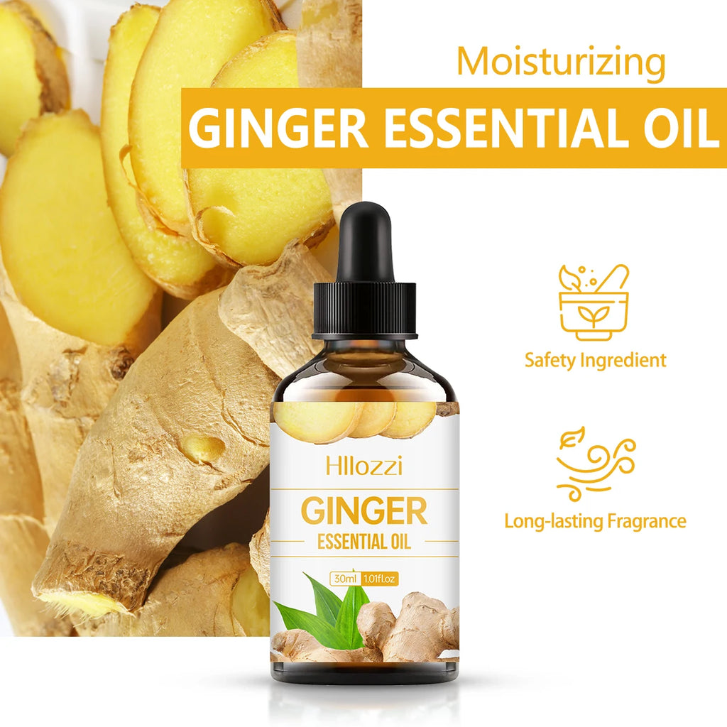 30ml Ginger Essential Oil for Scalp Care Eyelashes Nail Care Aromatherapy Humidifier Diffuser Soap Making DIY Zpaxo