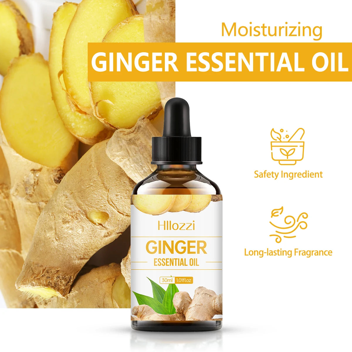 30ml Ginger Essential Oil for Scalp Care Eyelashes Nail Care Aromatherapy Humidifier Diffuser Soap Making DIY Zpaxo