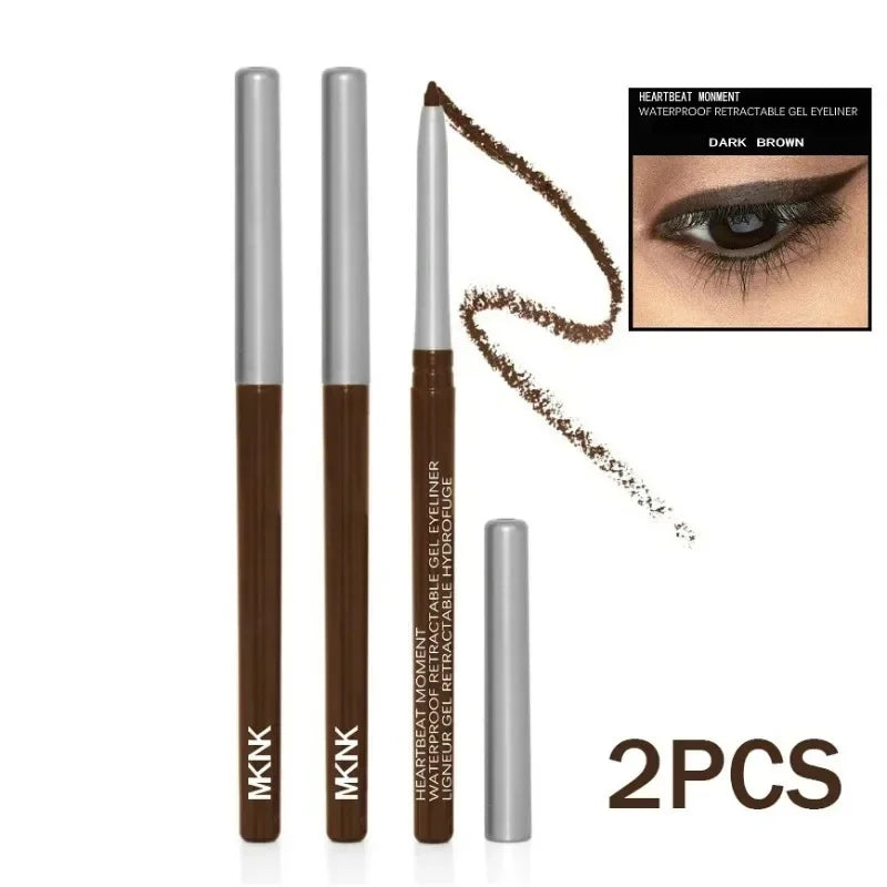 Waterproof Black Eyeliner Pencil Smooth Smudge-proof Long-lasting Zpaxo Dark Brown-2pcs