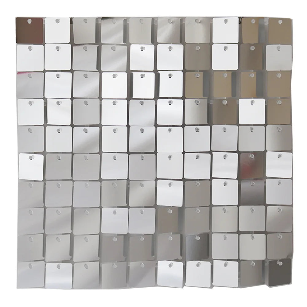 Colorful Glitter Square Shimmer Wall Backdrop Sequin Shiny Panels Zpaxo Sliver 24 Pieces(30x30cm)