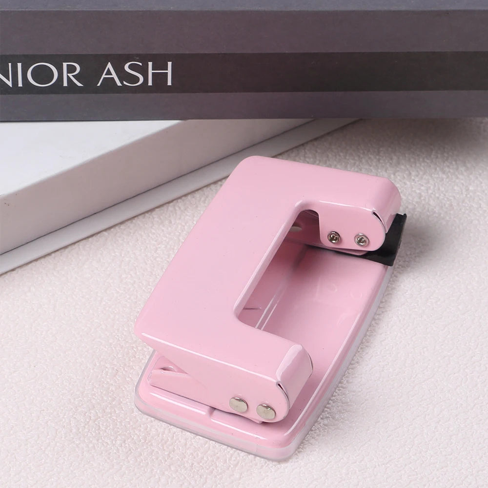 Hole Paper Punch Tool 2-Hole Metal Pink HolePuncher for Office Students Home Supplies Zpaxo