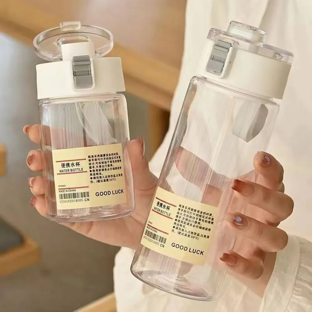Portable Transparent Kawaii Water Bottle Sports Water Cup Plastic Handy Cup Outdoor Travel Office Essential Water Bottle ]Cup Zpaxo