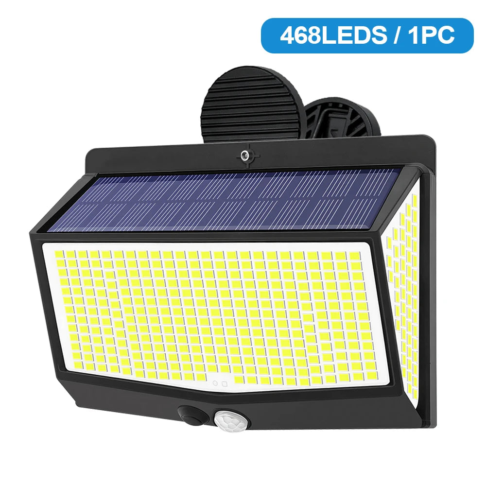 Solar Lights Outdoor Motion 468LED Clip-on 3 Modes Wall Lamp Bright Zpaxo 468LED-1PCS