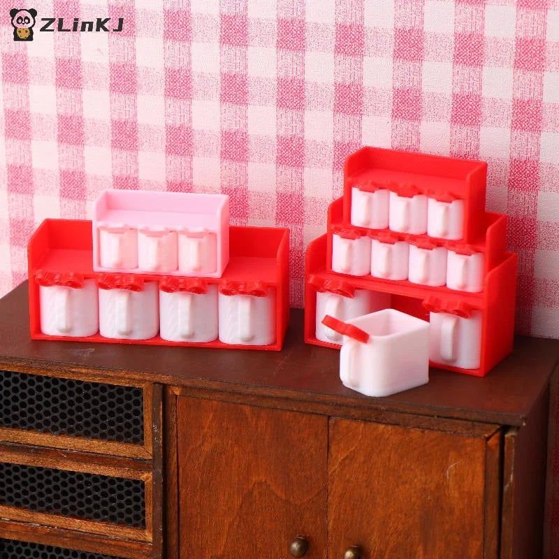 ▶1Pcs Mini Cartoon Seasoning Jar Model 1/12 Dollhouse Kitchen Decoration Dolls House Scene Accessories Pretend Play Toys Zpaxo
