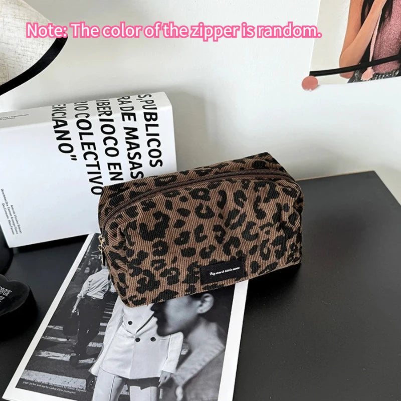 Unique Leopard Print Makeup Bag Large-capacity Cosmetic Organizer