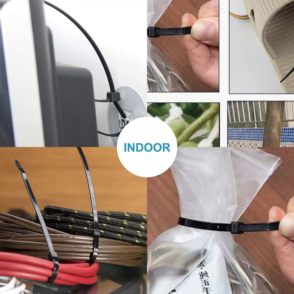 1000 Nylon Cable Ties Self-locking Cord Straps Adjustable Cables