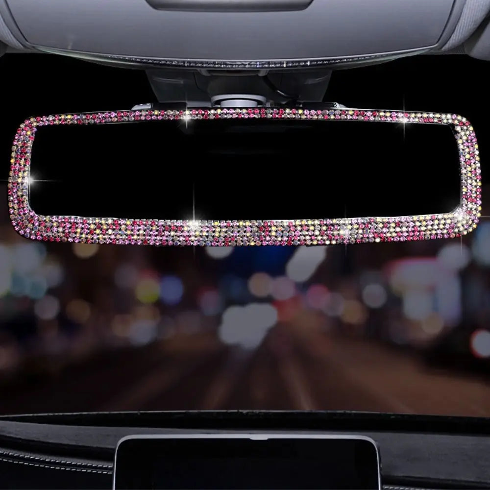 Bling Design Car Rearview Mirror Decor Full Rhinestone Shiny Crystal Zpaxo