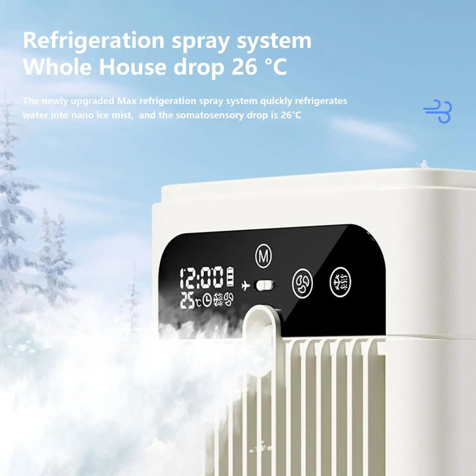 Desk Fan Personal Cooling Time Display Water Tank Air Blowing Mist