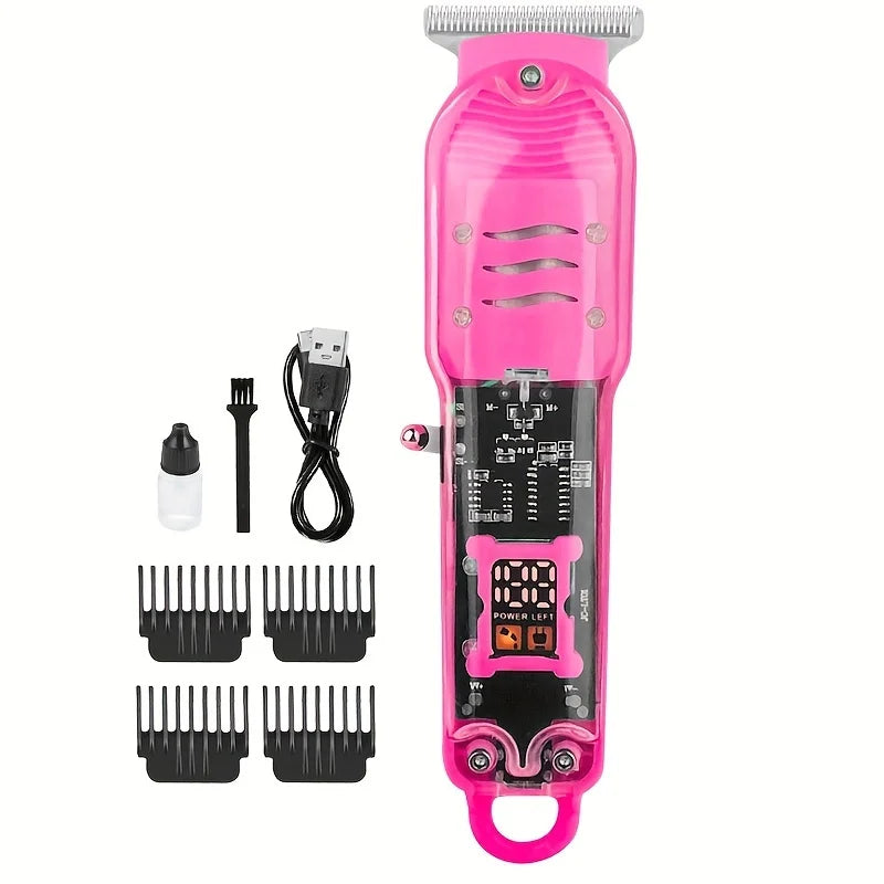 2026 Wireless Charging Hair Clipper Professional Scissors Electric Zpaxo Pink