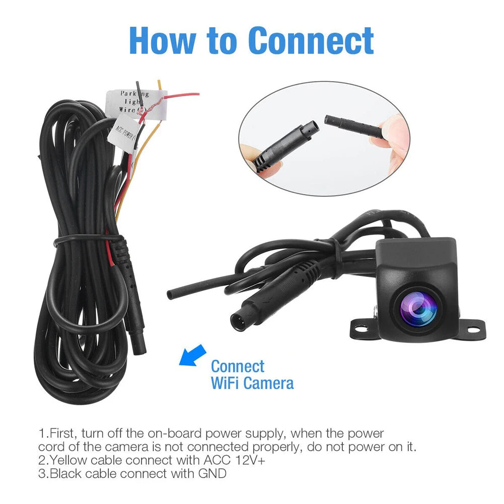 HD Car Backup Camera IP67 Waterproof Wireless Wifi Rear View Night