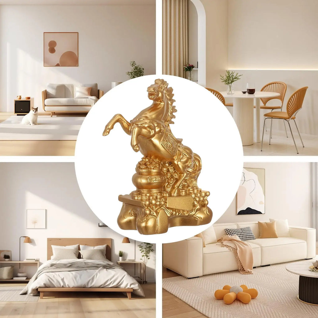 Resin Golden Horse Statue Figurine 2026 Chinese Mascot Sculpture Good