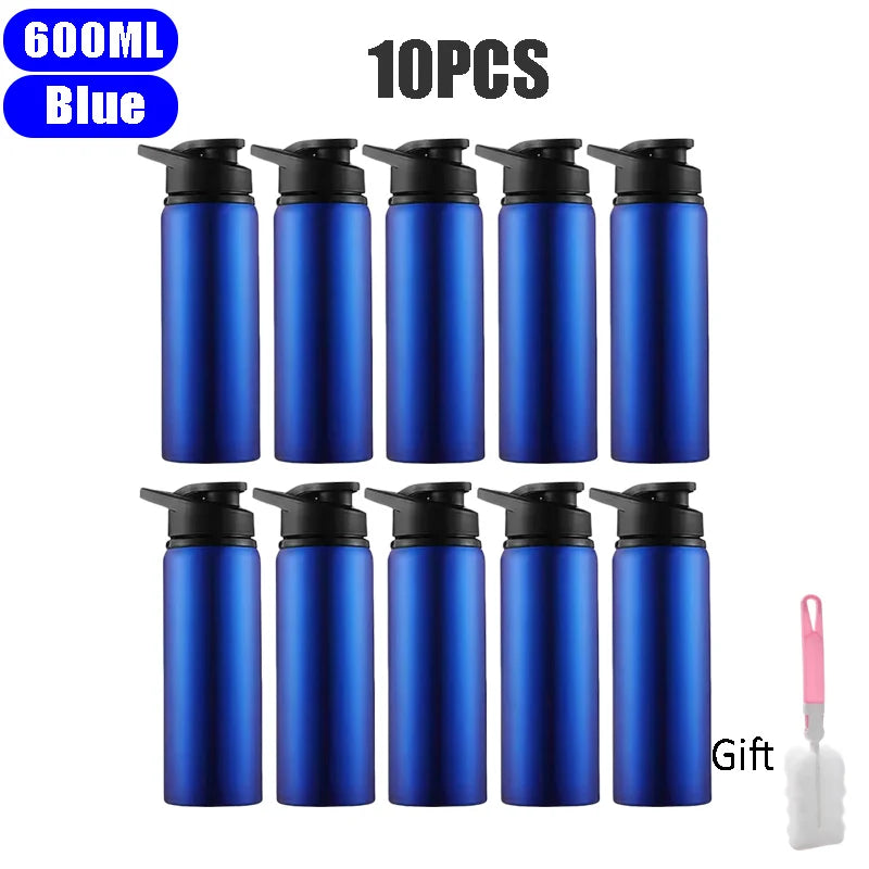 Large Capacity Stainless Steel Sports Water Bottle Outdoors Camping Zpaxo Blue 10pcs 600ml