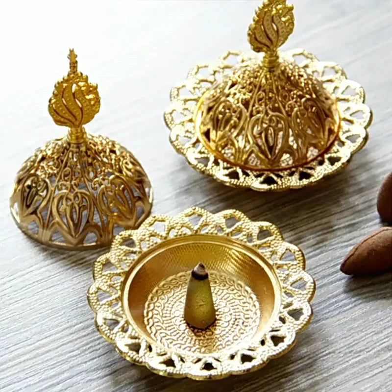 Middle Eastern-style Openwork Metal Incense Burner Arabian Gold