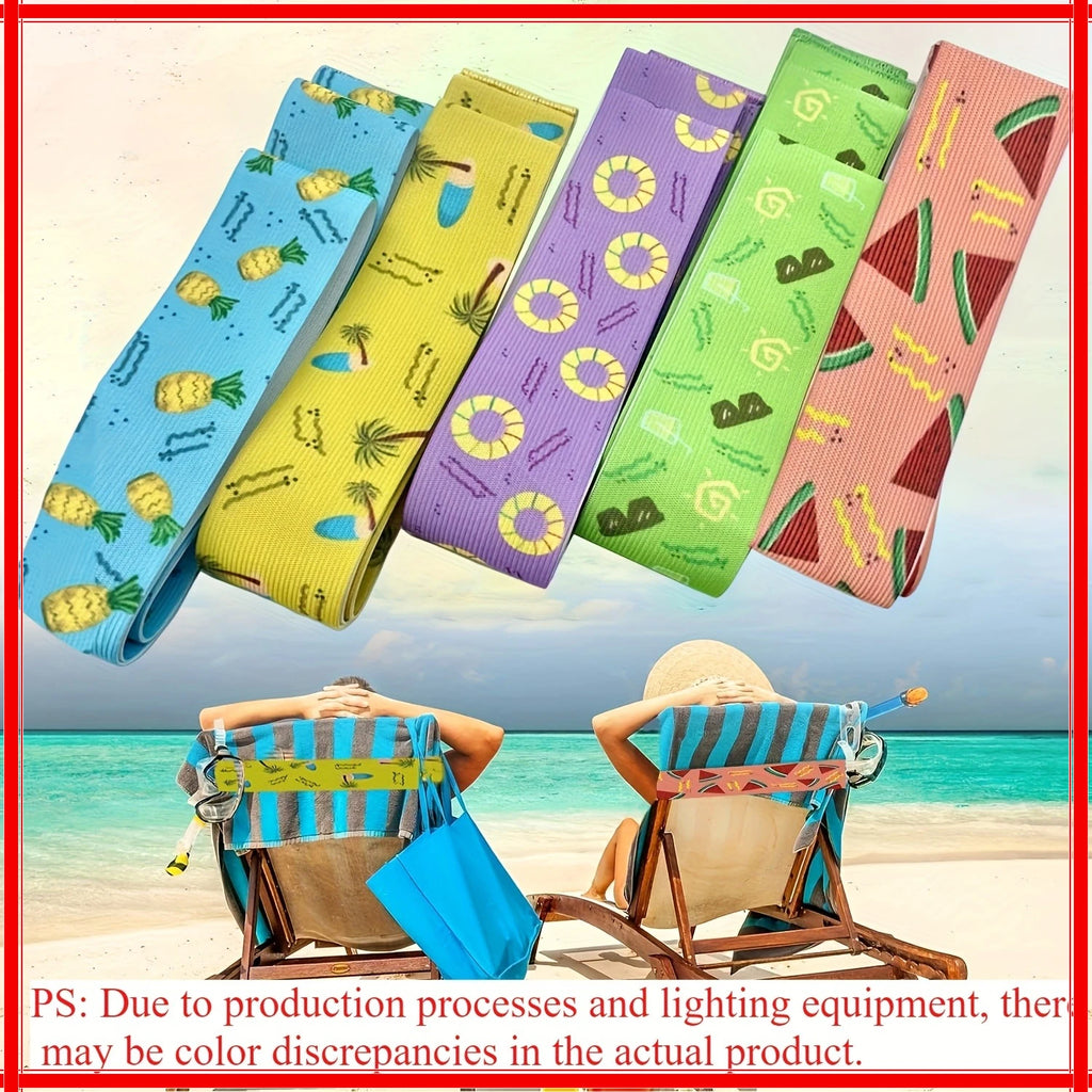 5pcs Towel Bands for Beach Chairs Cruise Towel Clips for Lounge Pool Chairs Elastic Strap for Lounge Pool Hawaiian Accessories Zpaxo