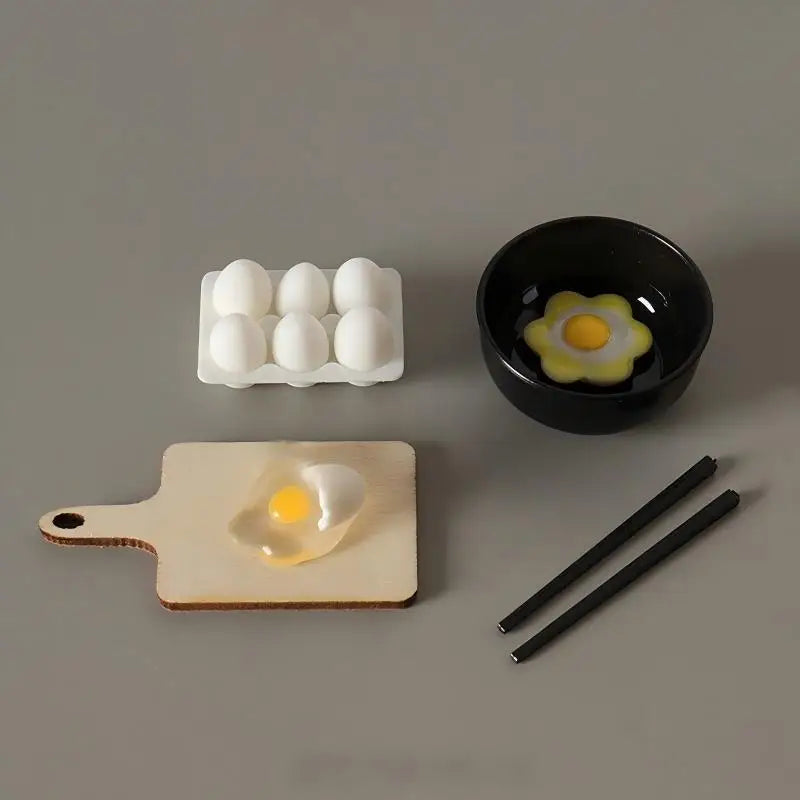 ▶1:12 Dollhouse Mini Egg Frying Pan Kitchenware Model Dollhouse Kitchen Scene Accessories Zpaxo A1 12pcs
