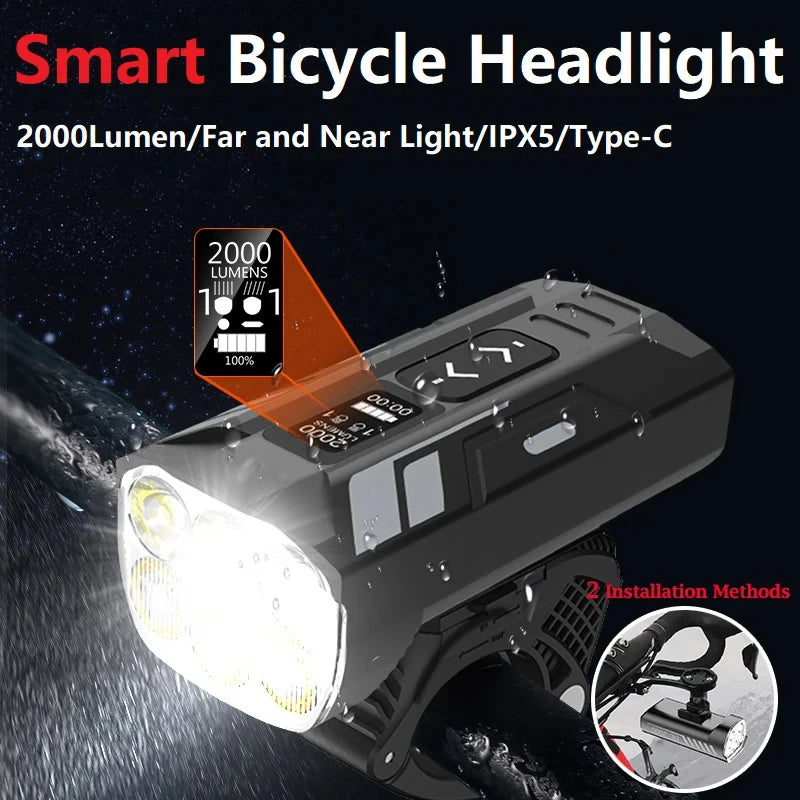 Bike Light 2000 Lumens 6LED Super Bright Bike Lights for Night Riding,Waterproof Front Headlight Rechargeable Bike Taillights Zpaxo
