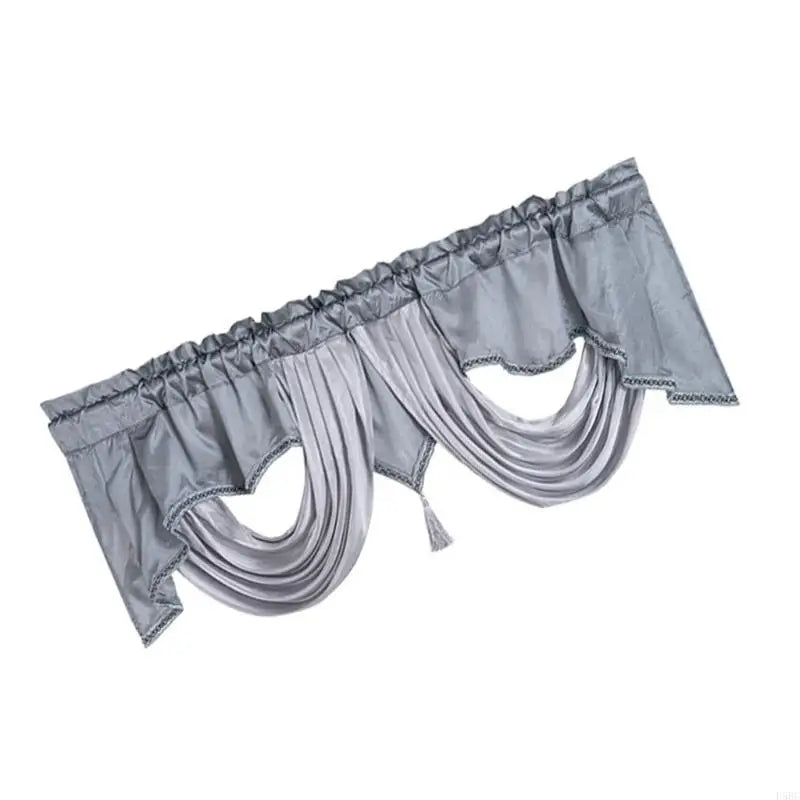 Elegant Waterfall Valance Tassels Solid Wavy Design Window Curtain