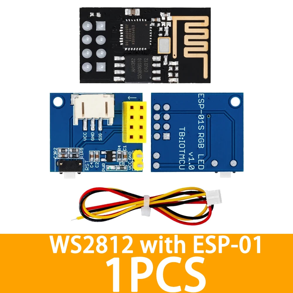 1PCS ESP8266 ESP-01 ESP-01S RGB LED Controller Module for Arduino IDE WS2812 Light Ring Smart Electronic DIY Zpaxo WS2812 ESP-01