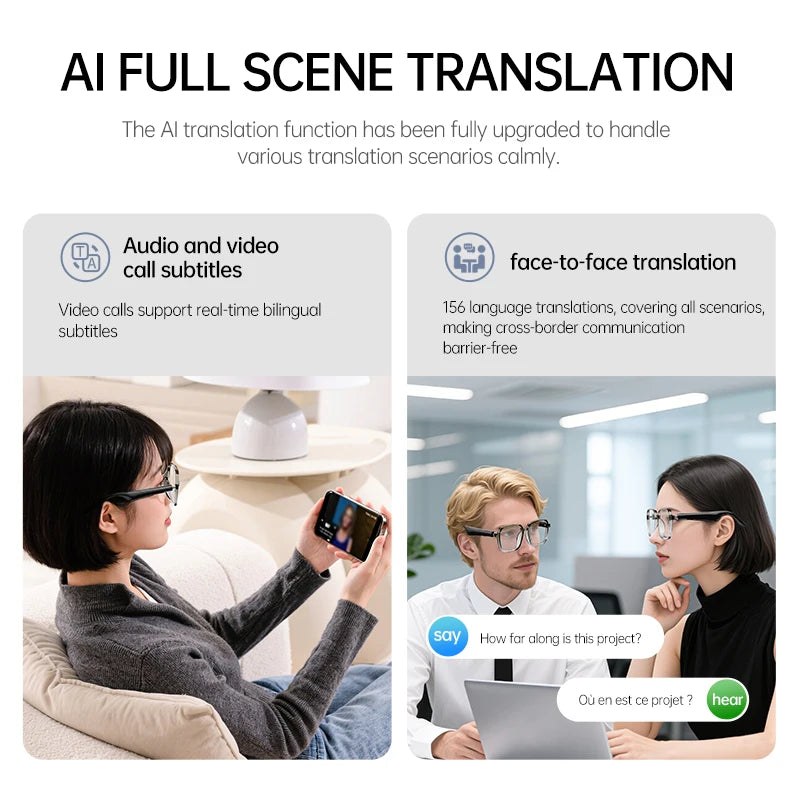Bluetooth Audio Glasses Smart Translation Function 6-hour Playback