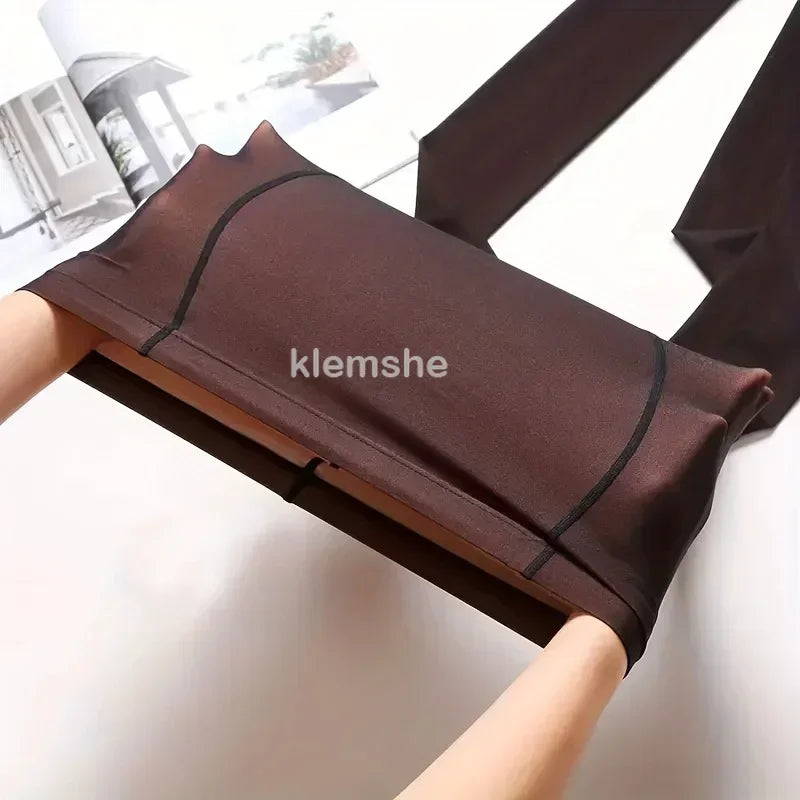Women's Warm Hot Mesh Fleece Tights Insulated Pantyhose Skin Effect Translucent Stockings Sexy Underwear High Elastic Leggings Zpaxo