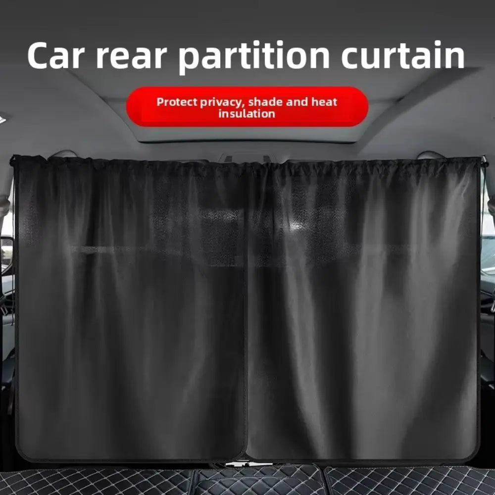 2 Light Blocking Car Divider Curtains Retractable Black Privacy Zpaxo