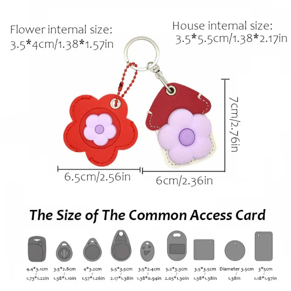 Funny Protective Case Flower Keychain Creative Soft House Keyring Card Key Holder Cute PU Key Case Couple Zpaxo