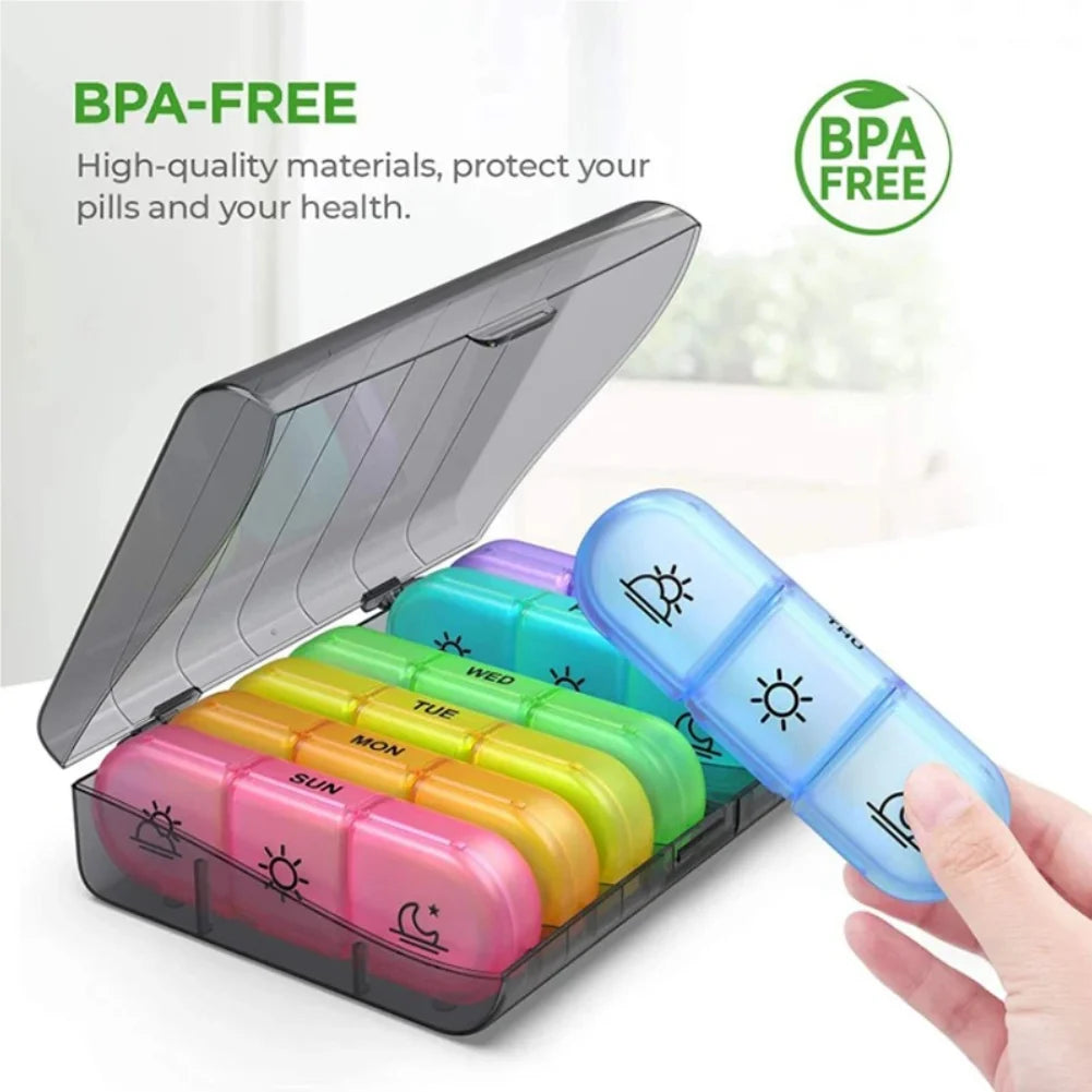 7 Days Pill Medicine Box Weekly Tablet Holder Storage Organizer Container Case Pill Box Splitters Pill Case Organizer Zpaxo MULTI