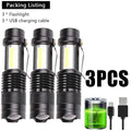 Mini COB+XPE Rechargeable LED Flashlight – Camping & Hiking