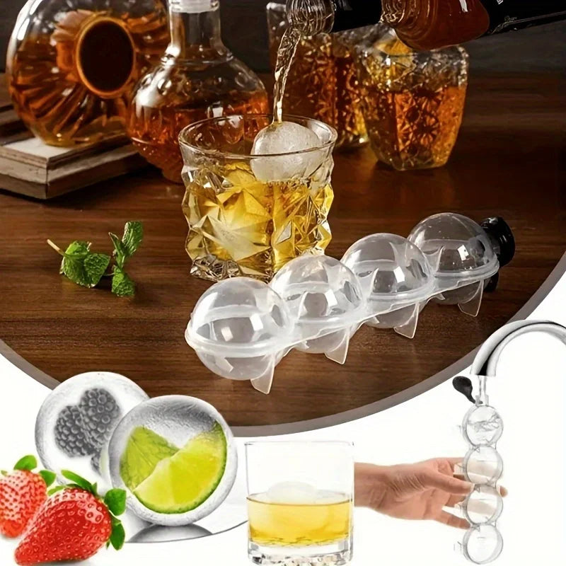Round Ice Ball Maker Tray Polypropylene Sphere Mold Whiskey Home Bars