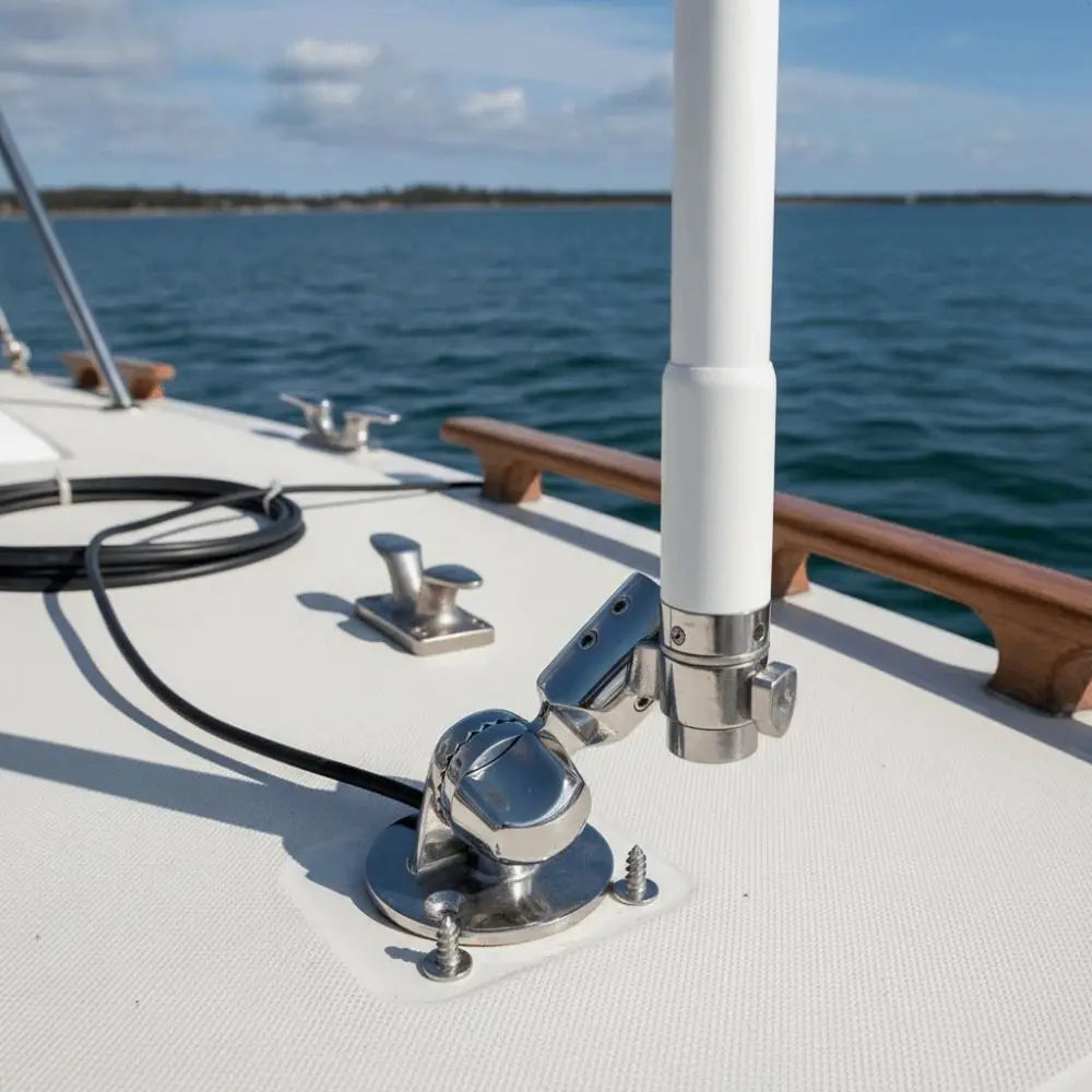 316 Stainless Steel Antenna Base 25mm Round 7/8 Inch Marine Mount Deck Base Adjustable Design Antenna Ratchet Zpaxo