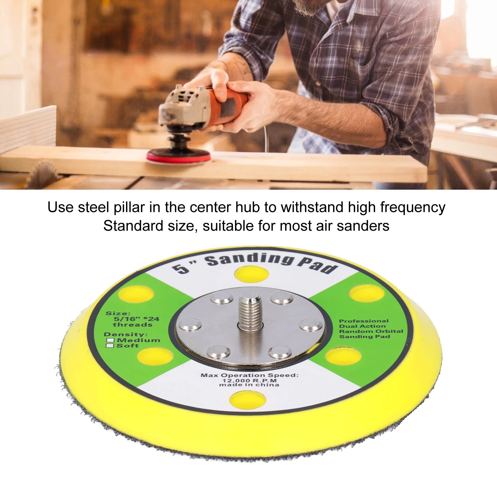 Sanding Pad 5 16 24 Hook Loop PU Backing Plate Pneumatic Sander