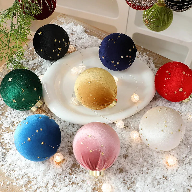 12-Pack 8cm Velvet Star Christmas Ball Ornaments | Tree Decor