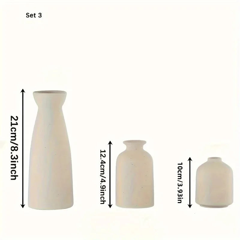 3 Ceramic Vases Country Home Decor Modern Farmhouse Living Room