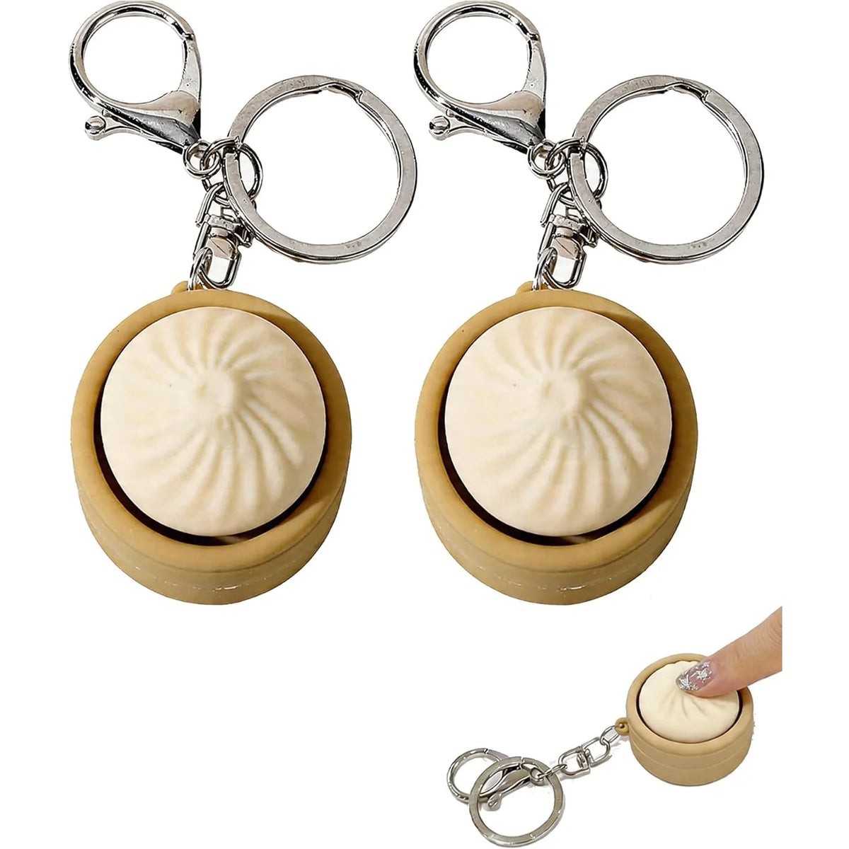 Dumpling Keyboard Fidget Portable Button Clicker Keychain Stress Zpaxo WHITE