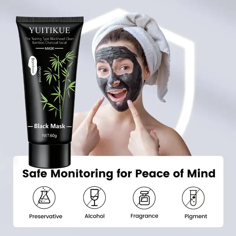 YUITIKUE Bamboo Charcoal Peel-Off Black Mask 60g – Blackheads Peel-Off Face Mask Zpaxo