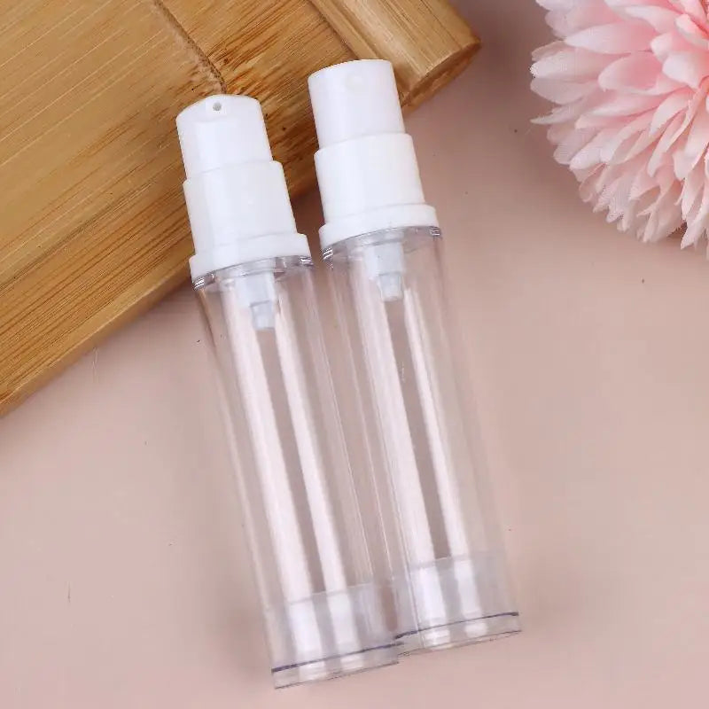 5 10 Clear Portable Refillable Bottles Empty Airless Pump Cosmetic Zpaxo