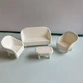 4-Piece Miniature Wicker Tea Table & Chair Set | Dollhouse Decor