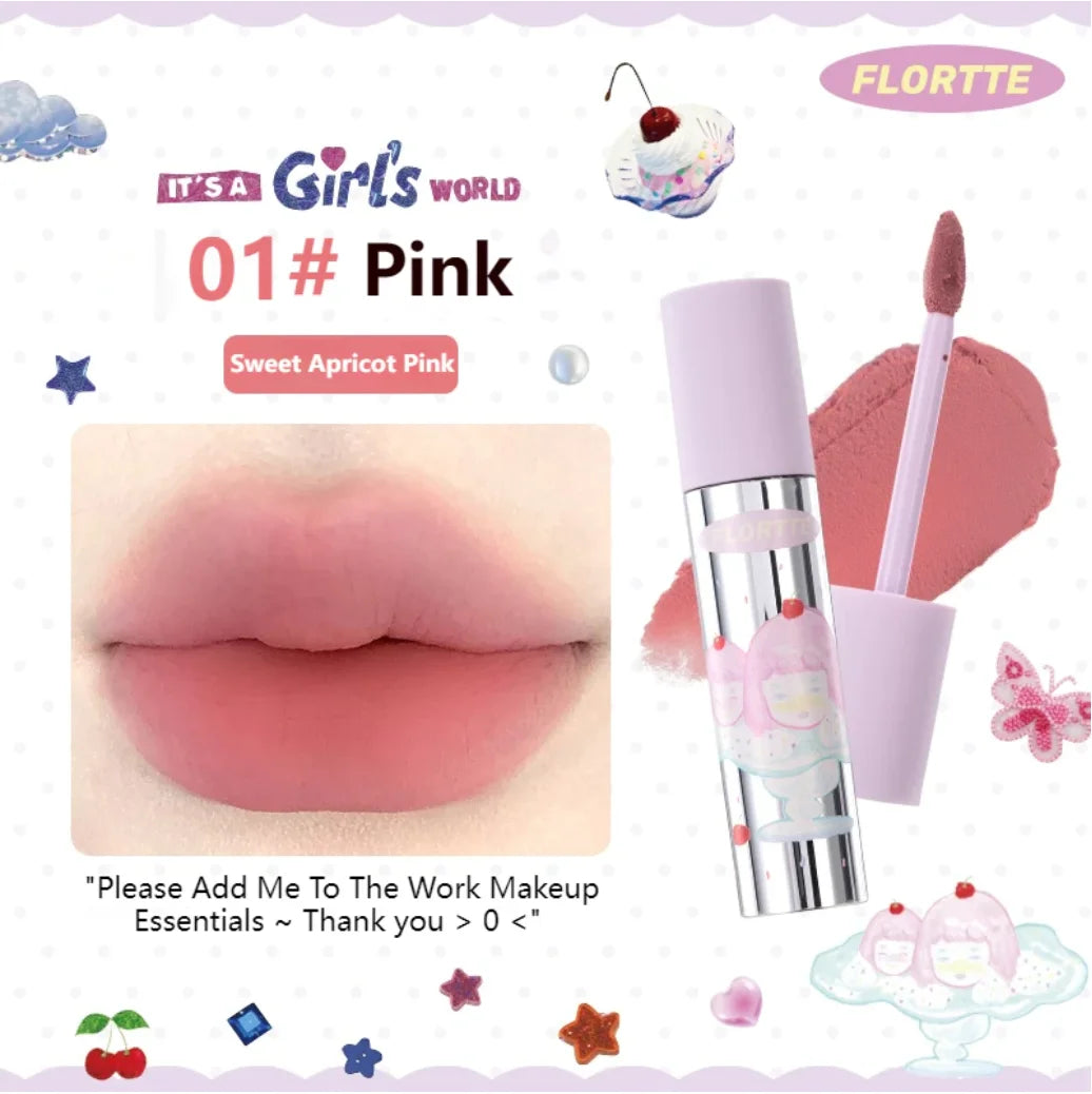 FLORTTE Wackky Girl's World Lip Cream Matte Velvet Non-stick Cup Zpaxo 01