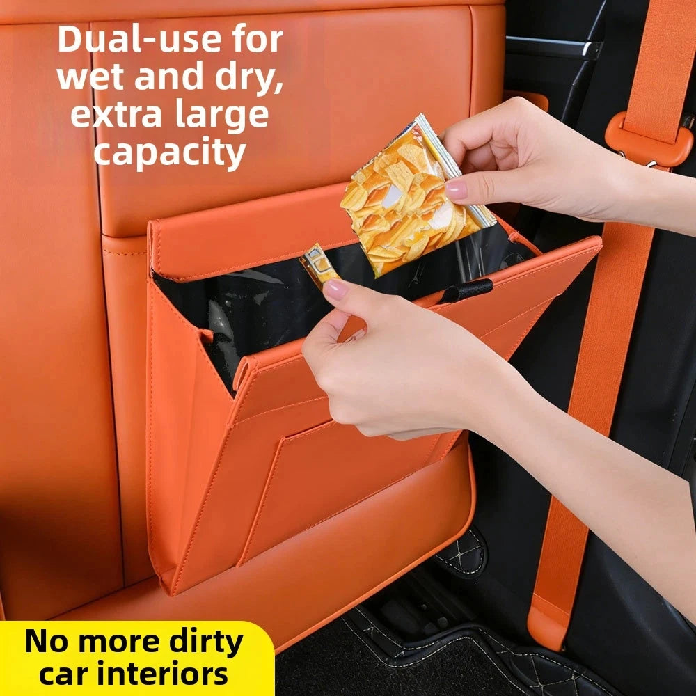 Waterproof Car Garbage Bag Storage Pocket Leak-proof Magnetic Adsorption Storage Bag Space Saving Garbage Bin Zpaxo