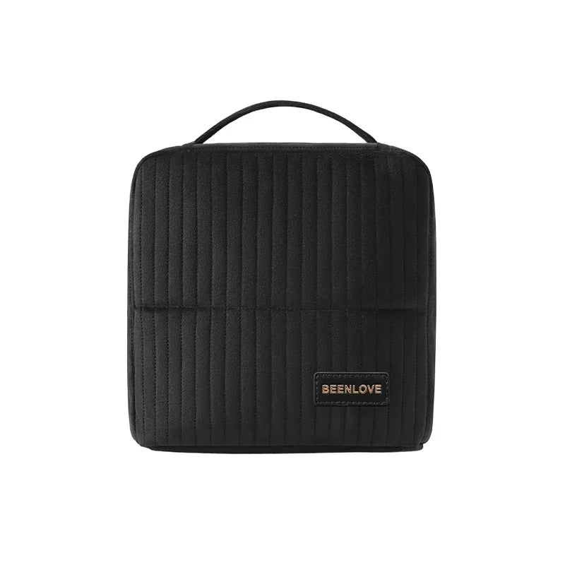 Autumn and Winter Dutch Fleece Multi Compartment Storage Foreskin Label Makeup Bag with Large Capacity and Standing Makeup Bag Zpaxo Black