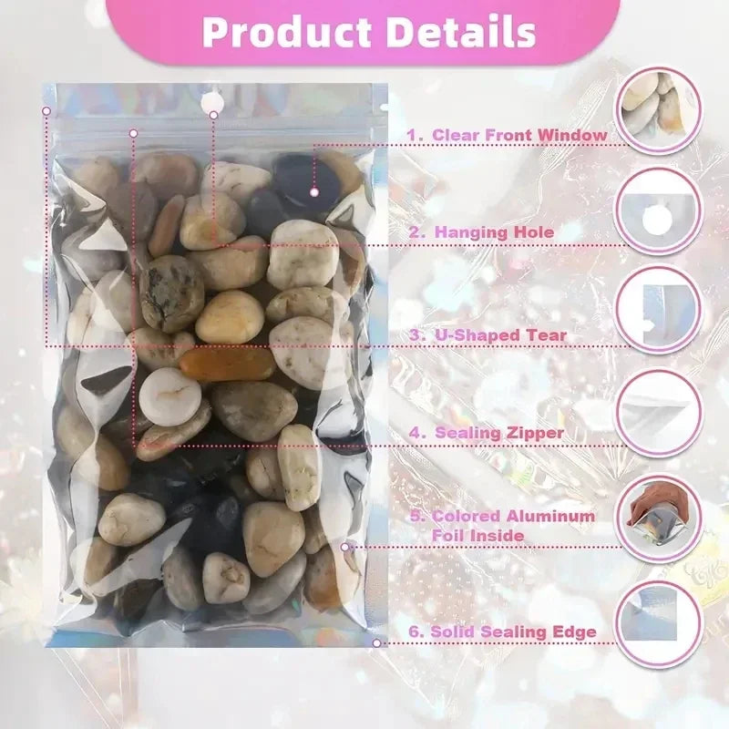 Iridescent Pearlescent Jewelry Bags Fashionable Cool Self-seal PE
