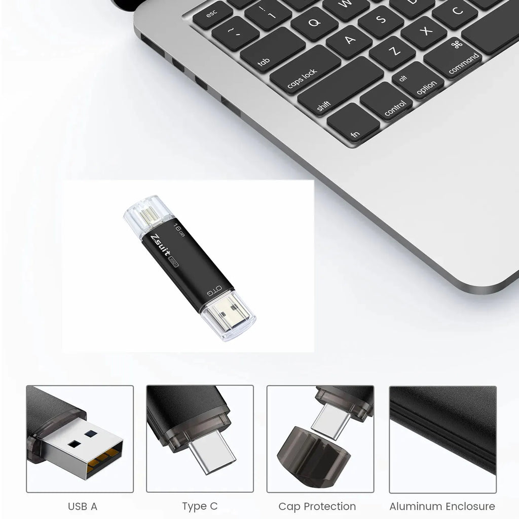 ZSUIT USB Flash Drive 2 in 1 Type-c Pen Drive 128GB 64GB 32GB 16G USB Stick 3.0 Mobile Pen Drive Metal U Disk Zpaxo