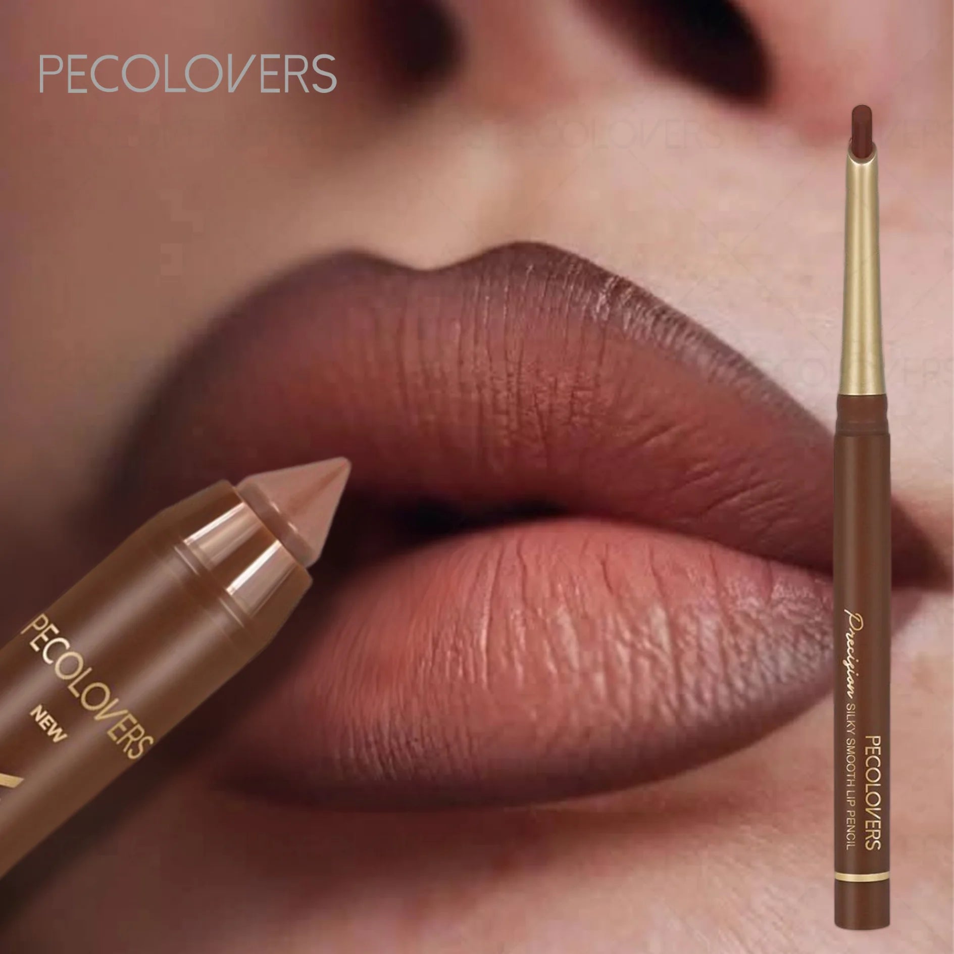 Long-lasting Brown Tube Lipstick Pen& Velvet Lip Liner Pencil Zpaxo